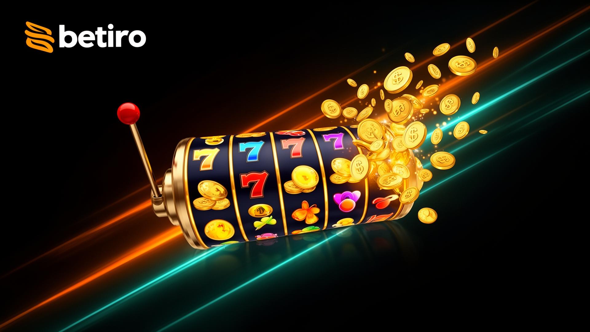 Online gokkasten met neonverlichting en gouden munten bij Betiro Casino